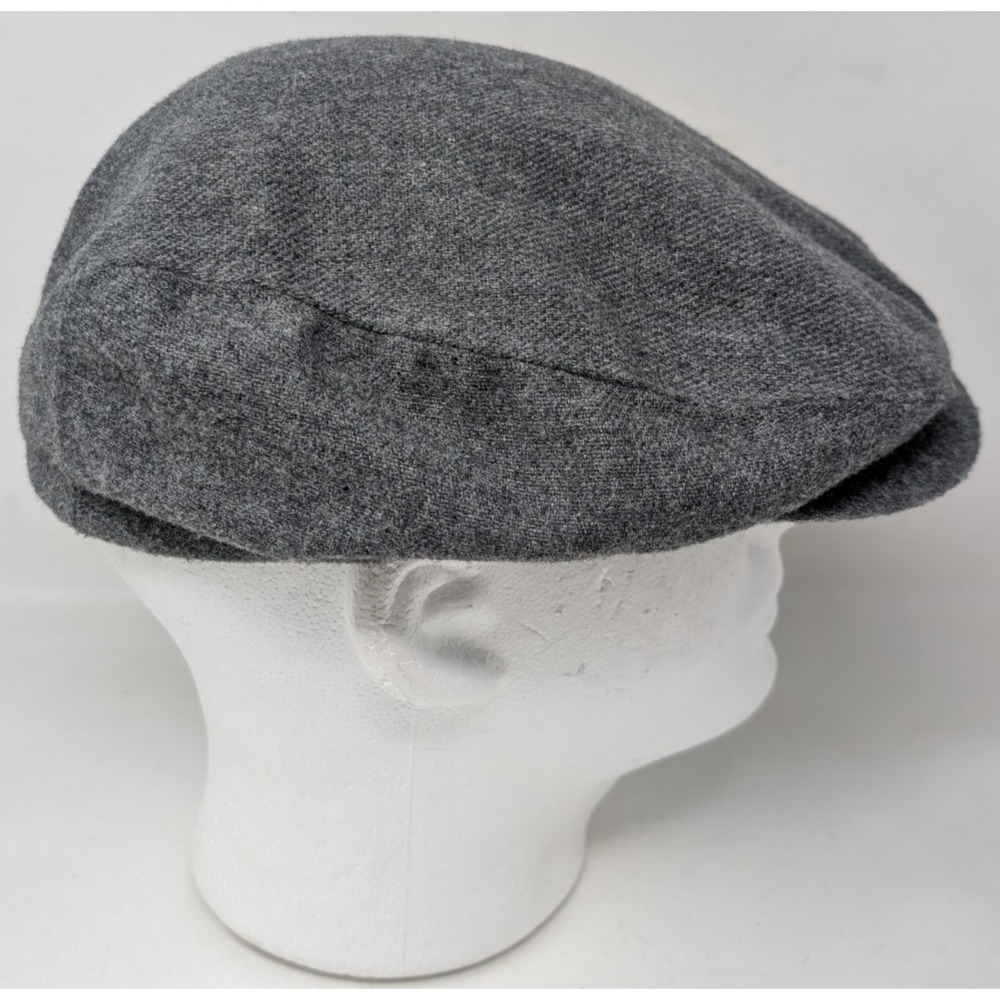 Vintage Gray Wool Tweed Flat Cap Cabbie Newboy Men Size Large 7 3/8